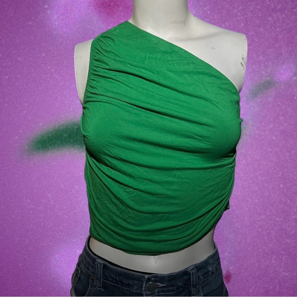 Vibrant Green Asymmetrical Crop Top